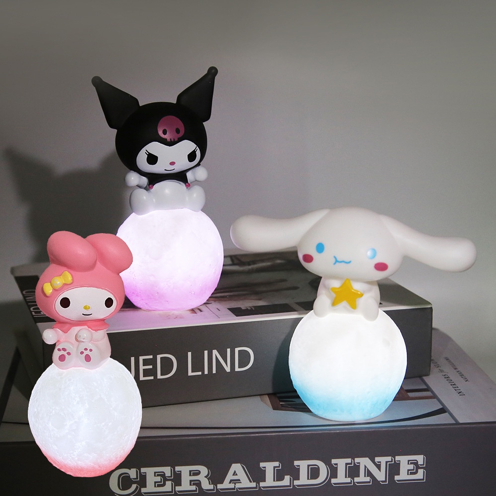 Cinnamoroll Night Light Kuromi Moon Luminous Lamp Sanrio Melody Room 