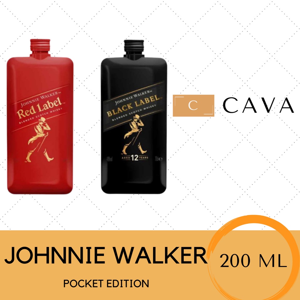 Johnnie Walker Black/Red Label Pocket 200ml Miniature Scotch Whisky Shopee Philippines