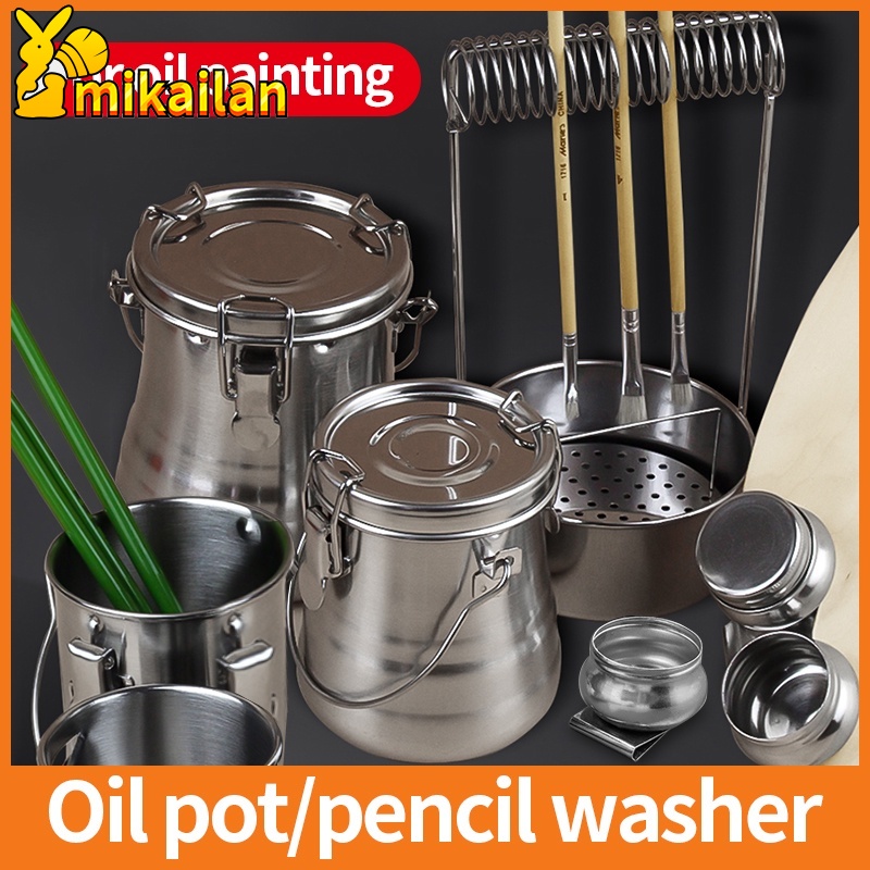 Art Painting Stainless Steel Pen-Washing Bucket Sealed Portable Pen ...