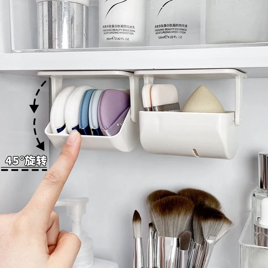 Wall Mounted Powder Puff Storage Box Rotatable Powder puff holder Case ...