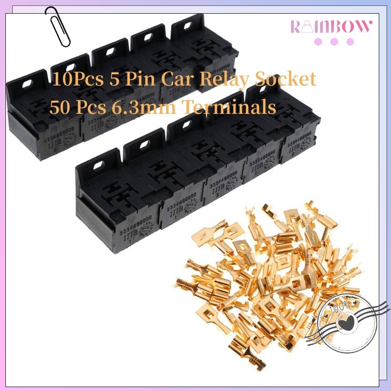 10Pcs/set 5 Pin Car Relay Socket 12V/24V 30A80A Auto Relay Socket