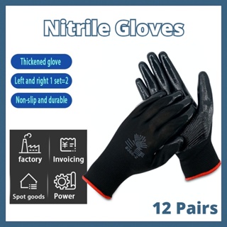 1pair Thickened Rubber Dipped Anti-slip Construction Work Gloves