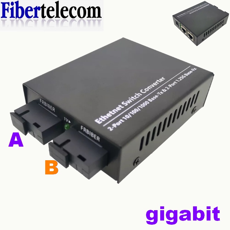 2G2E Gigabit Media Converter Fiber Optic Switch 2 RJ45 UTP 2 SC 10/100 ...