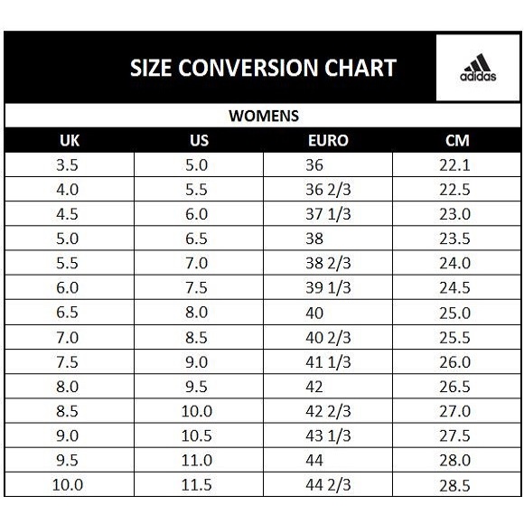 Adidas size guide womens hot sale shoes