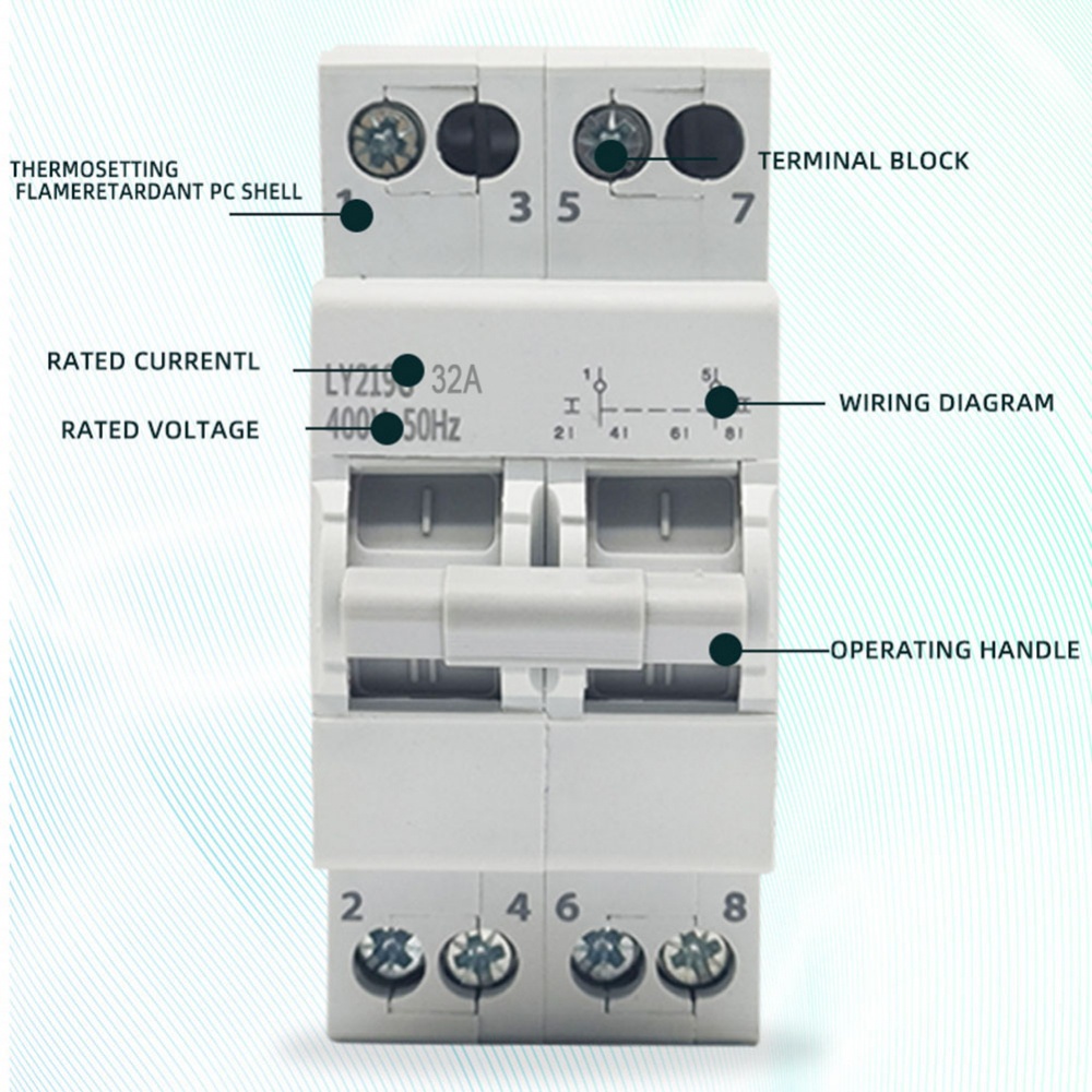 Dual Power Manual Transfer Isolation Switch 2P 32A IEC/EN60947 3 AC400V ...