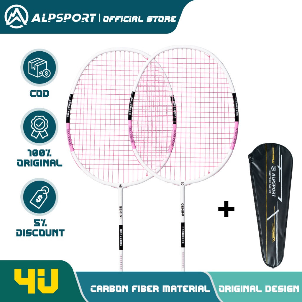 Alpsport 4U 100% Original Carbon Fiber Badminton Racket Student ...