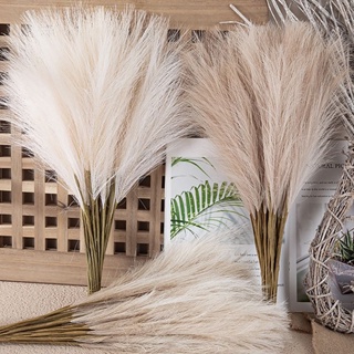 5pcs Artificial Pampas Grass Large Tall Fluffy Faux Bulrush Reed Grass for  Vase Filler Living Room Kitchen Wedding Boho Decor