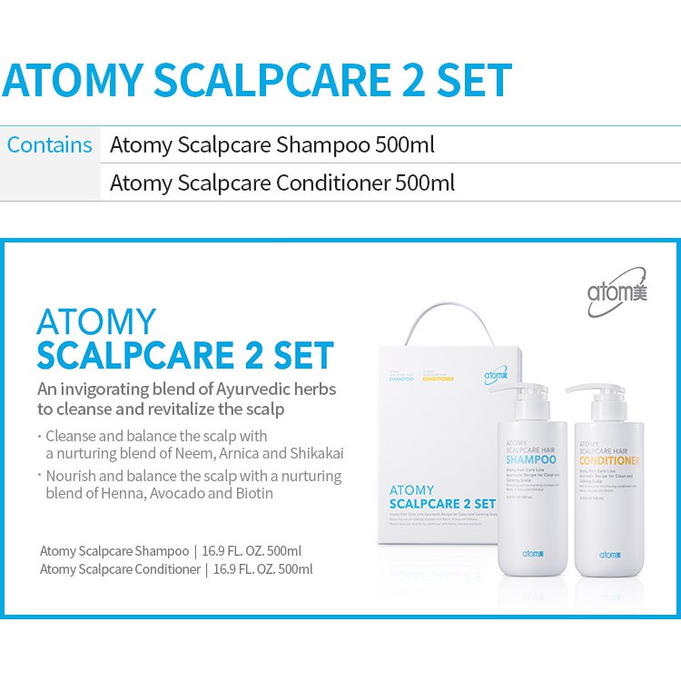 Atomy SCALP CARE SET (1 Shampoo and 1 Conditioner) 500ml each for