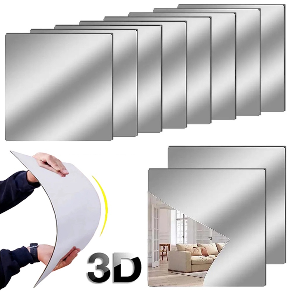 20/30cm 3D Square Acrylic Mirror Stickers/Selfadhesive Wall Mirror