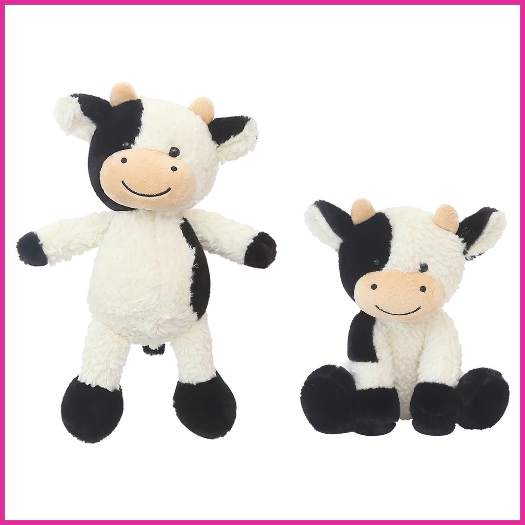 Cow Plush Toy Flexible Realistic Plush Toy Black and White Cow
