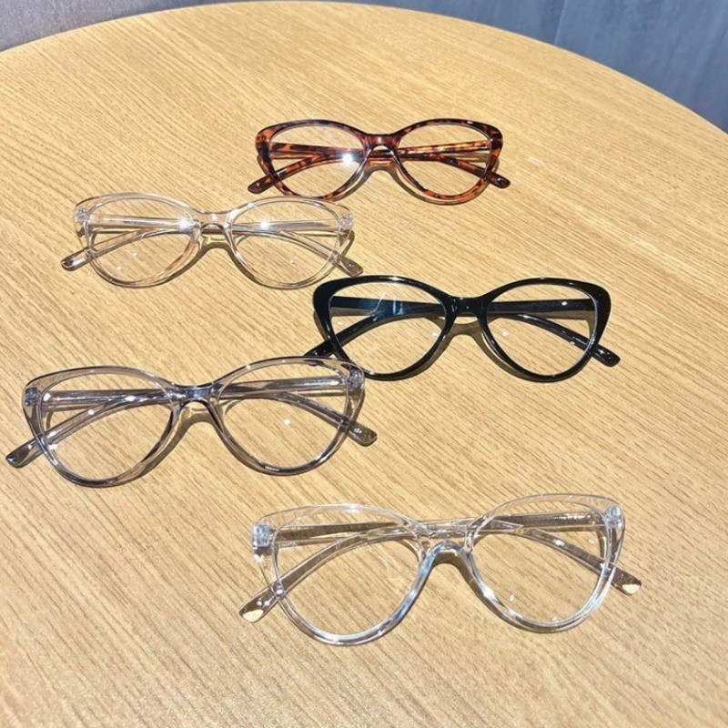 Women Trendy New Cat Eye Glasses Anti Blue Light Retro Frame Triangle ...