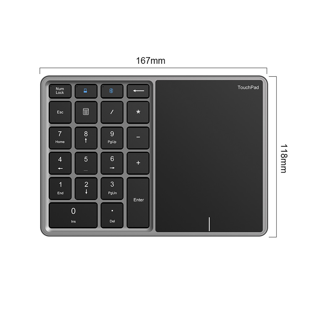 Numeric Keypad Wireless 2.4G Bluetooth-Compatible Type-C Rechargeable ...
