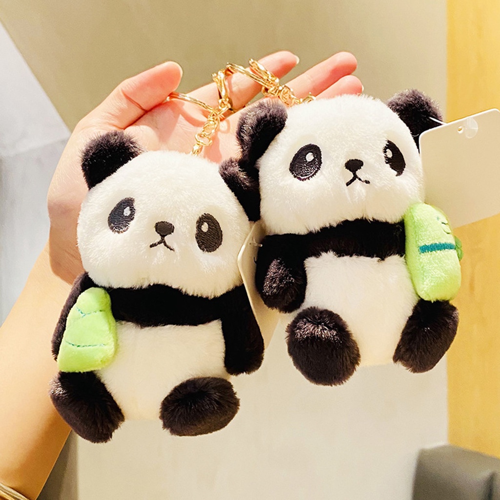 12cm lovely Panda with Bamboo Shoot Keychain Plush Pendant Toys Kawaii ...