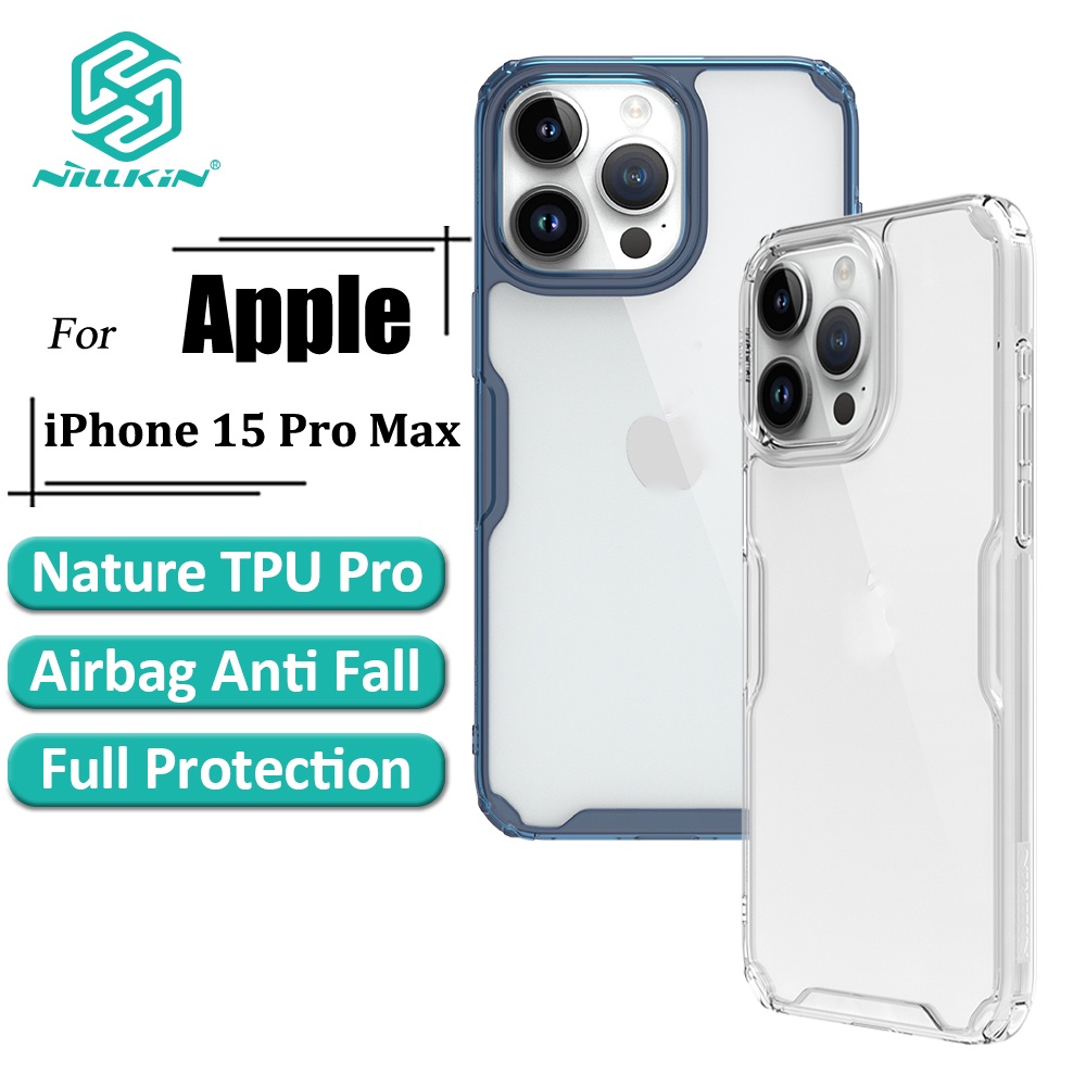 Nillkin Nature Pro Case For iPhone 15 Pro Max Case Ultra Thin Luxury Soft  TPU Transparent Airbag Shockproof Back Cover