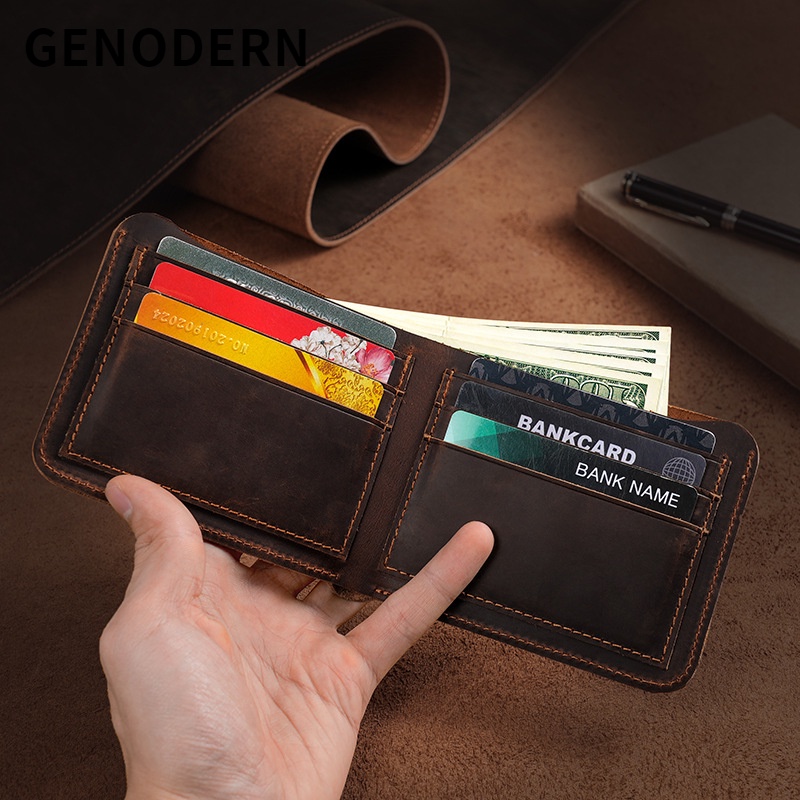 Crazy Horse Leather Wallet Men's Leather Horizontal Wallet Shopee