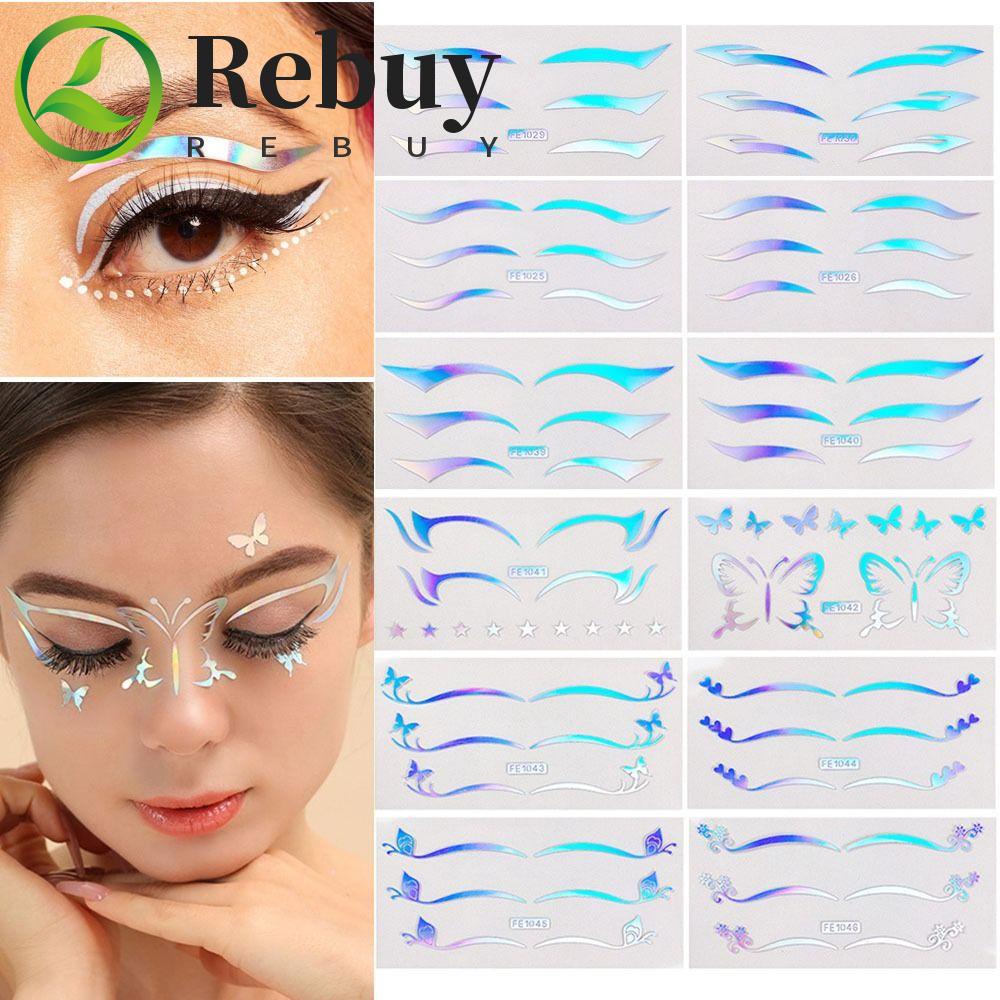 REBUY Laser Face Sticker, Waterproof Silver Glitter Temporary Tattoo