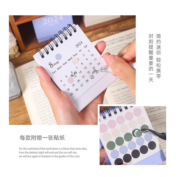 2024 Mini Desktop Calendar Minimalist Decoration Stationery Kalendar ...
