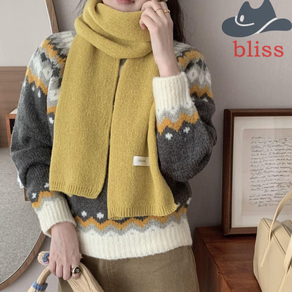 BLISS Wool Scarf, Letter Cashmere Shawl Knitted Scarf, Thicken Wool Scarves  Long Shawl Solid Color Winter Cashmere Scarves Women/Men