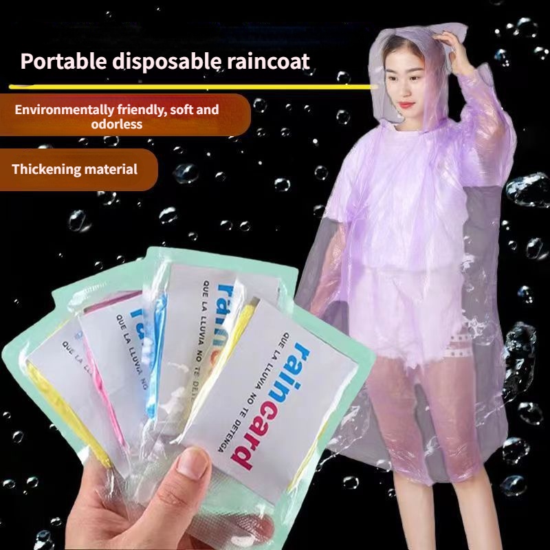 Card Raincoat Disposable Portable Raincoat Whole Body Rain Cover Thickened Adult Size | Shopee Philippines