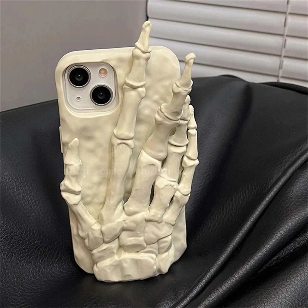 HOCE Cute Funny 3D Skeleton Finger Holder Silicone Case for iPhone 15