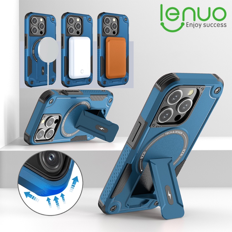 Lenuo Folding Stand Circle Phone Case For iPhone 15 14 13 12