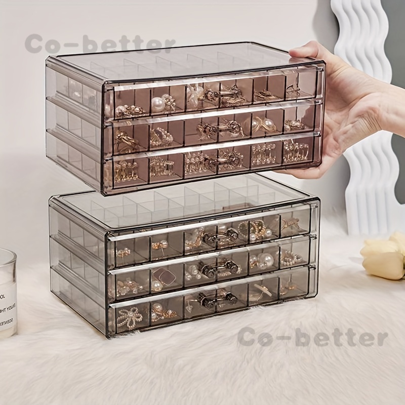 72 grids 1pc Large Capacity Drawer Jewelry Box, Dust-proof Desktop ...