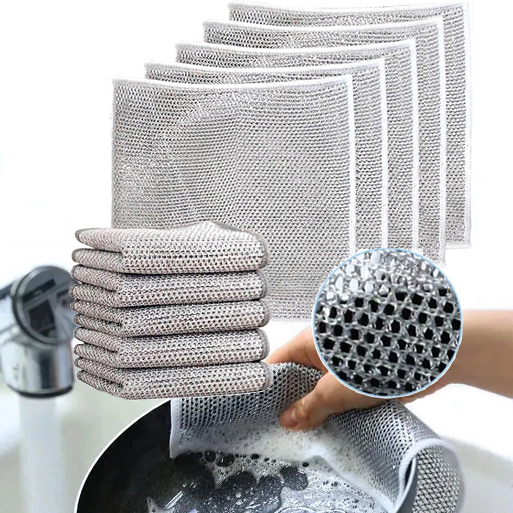 10pcs Multipurpose Wire Dishwashing Rags Rust Removal Cleaning Cloth ...