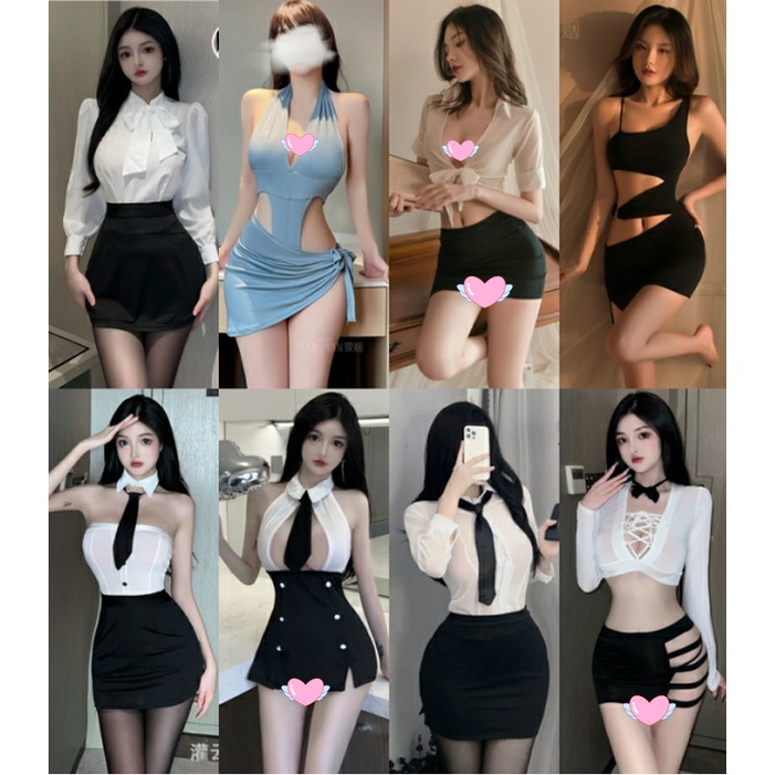 Sexy dress large size sexy underwear Secretary clothing teacher's clothing  role-playing uniform temptation nightclub performance uniform jumpsuit  outdoor field clothing short skirt hot girl hip-covered skirt