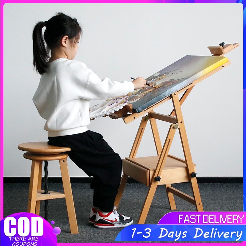 Art specific inclined lifting painting table Wooden art table, flat
