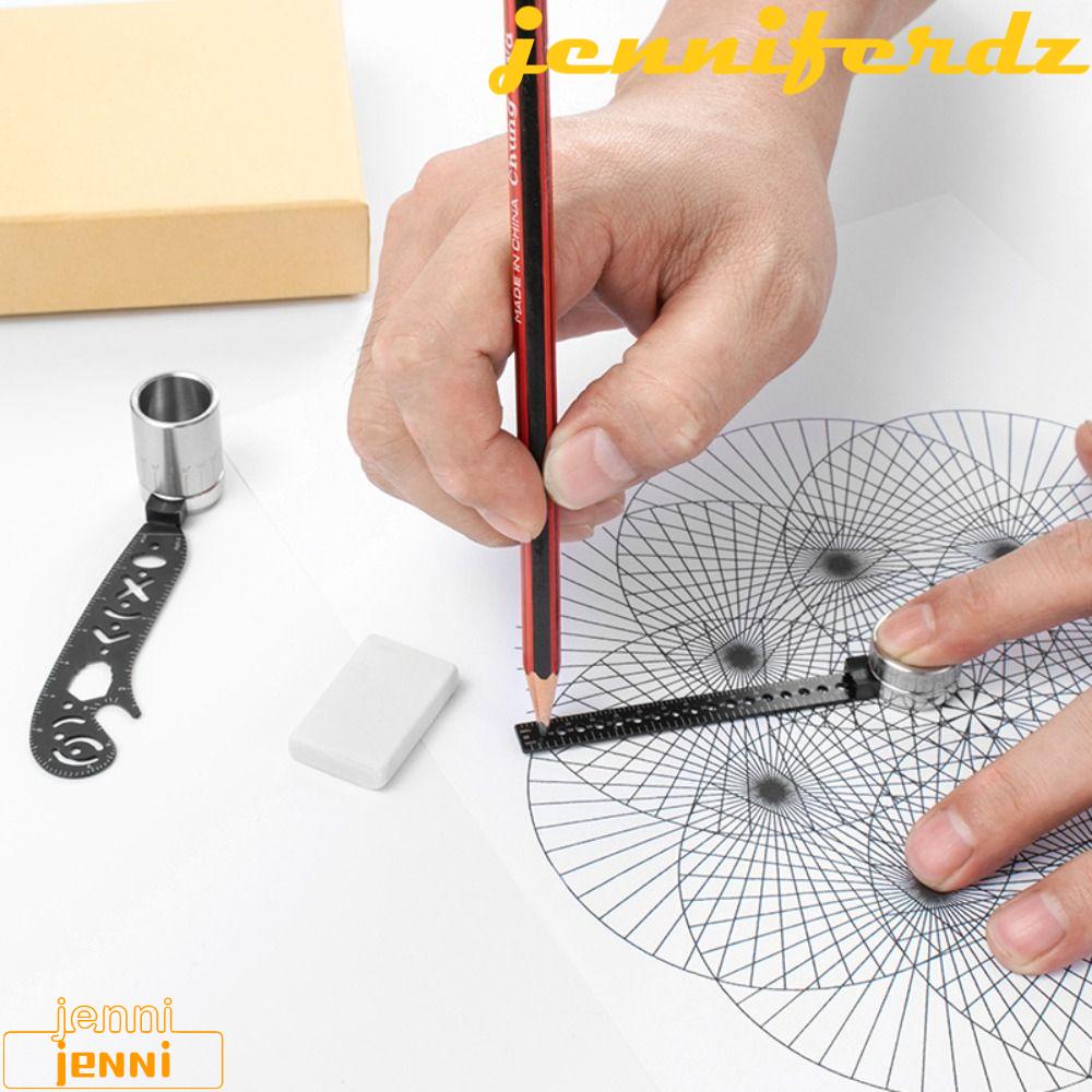 JENNIFERDZ Auxiliary Circle Drawing Ruler, Math Aids Tool Stainless