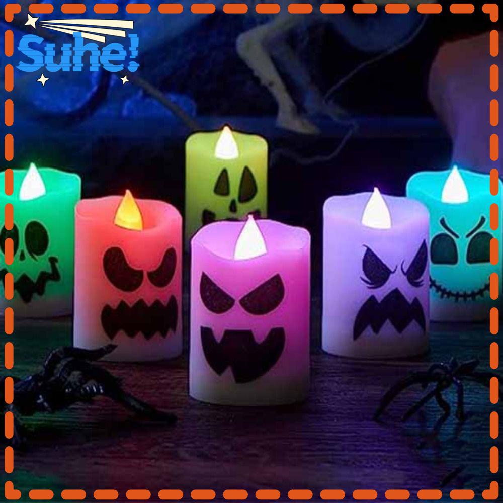 HISUHE Halloween Flameless Candles, Flameless ABS LED Candle Set