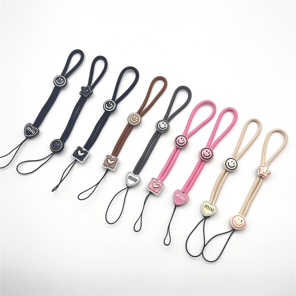 Smile Face Pattern adjustable mobile phone lanyard Short strap rope ...