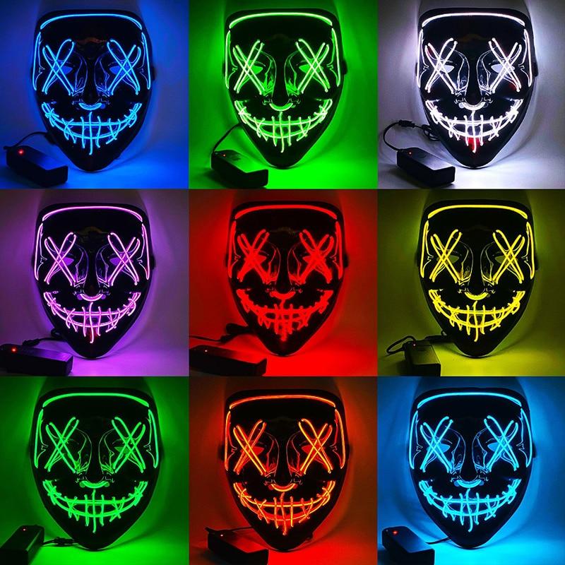 Led Halloween Purge Mask Neon Masquerade Party Masks Light Grow The ...