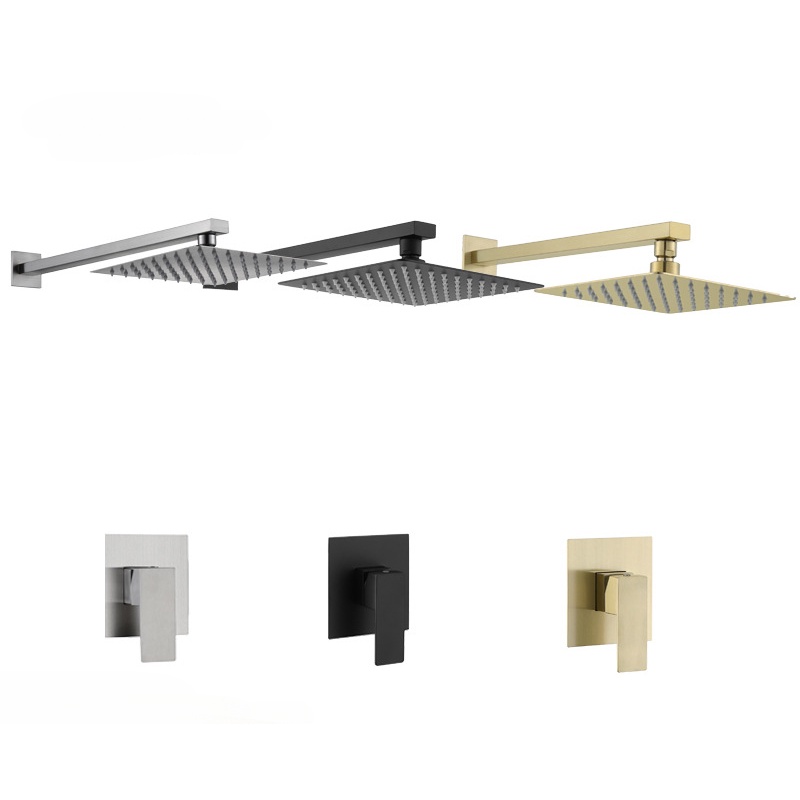 WallMounted Concealed Square Shower Head Nozzle Set Embedded Ceiling