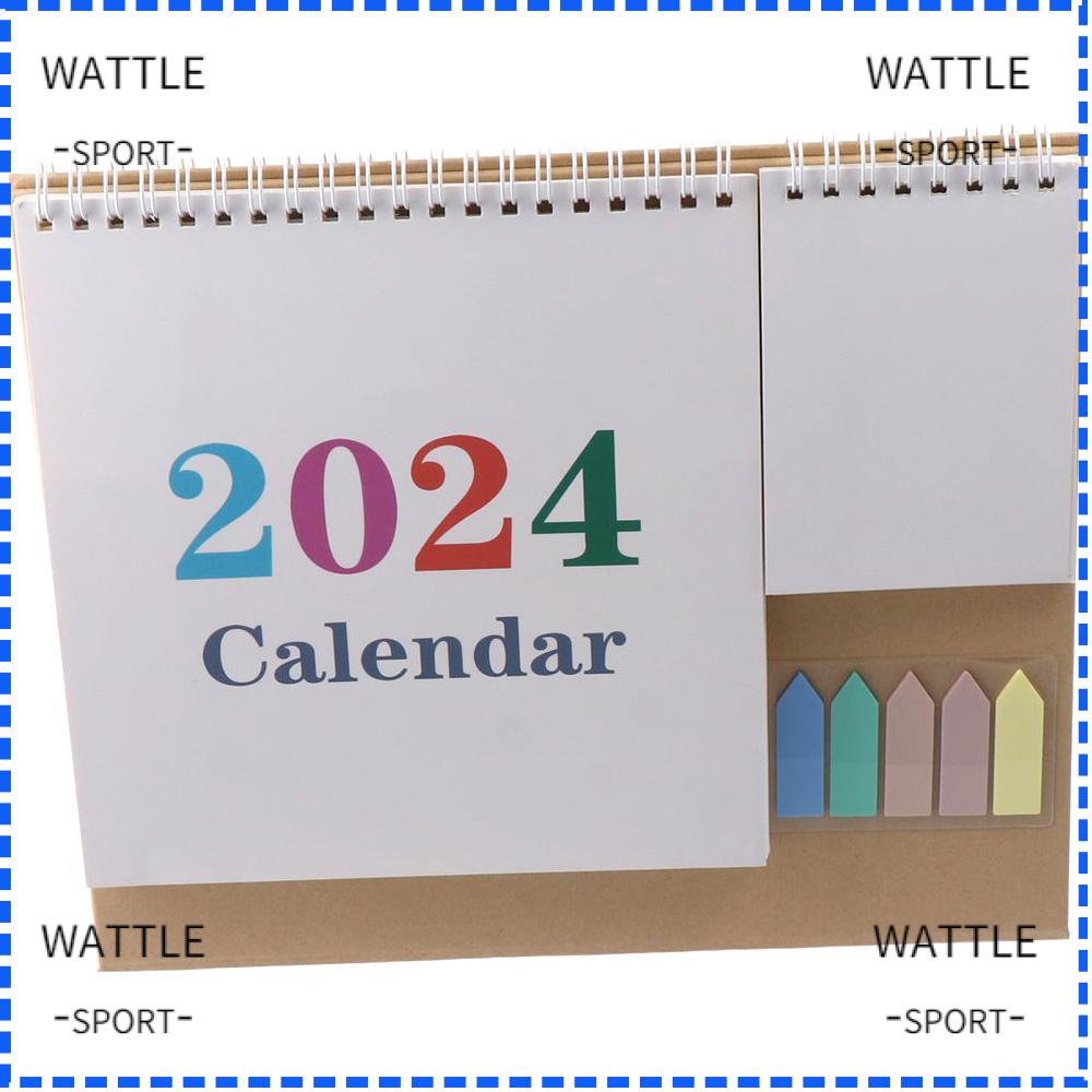 WATTLE Desktop Paper Calendar, 2024 with Notepads, 5 Color Notes Daily