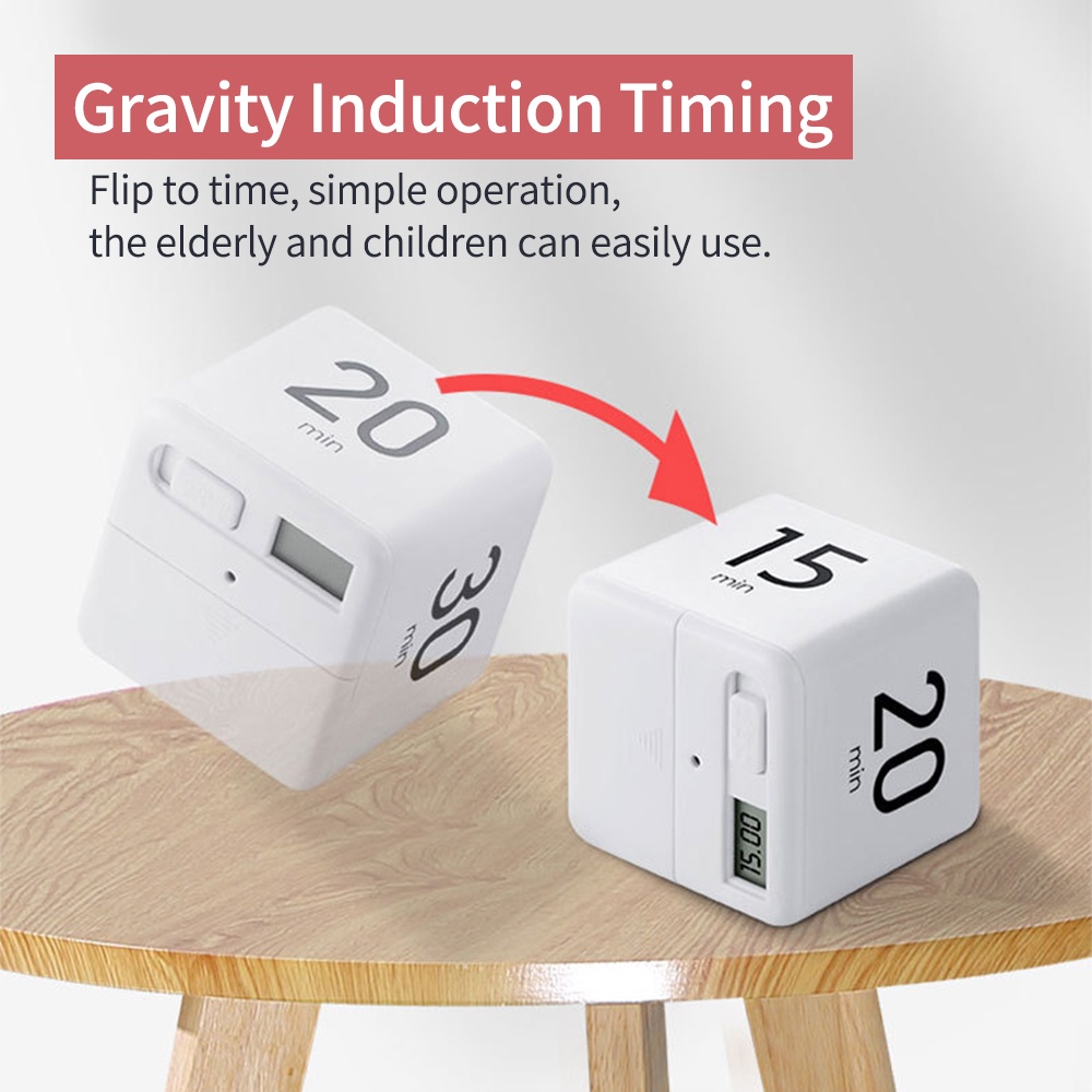 Portable Cube Timer Digital Kitchen Timer Countdown Alarm 15-20-30-60 ...