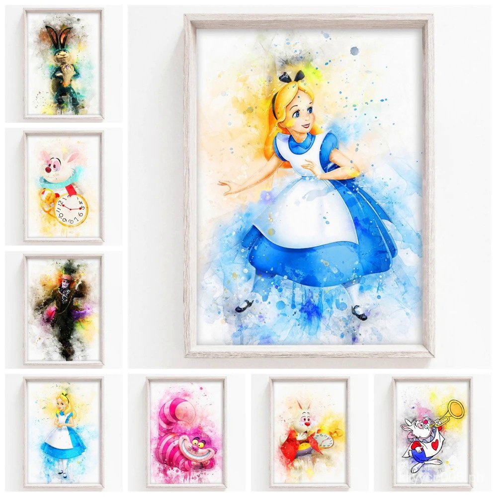 Disney Animation Alice In Wonderland Prints Canvas Paintings Cartoons ...