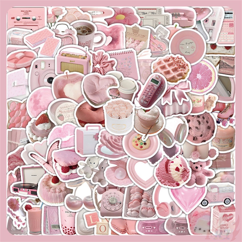 100Pcs/Set Baby Pink Styles Art Q-1 Mini Stickers DIY Fashion ...