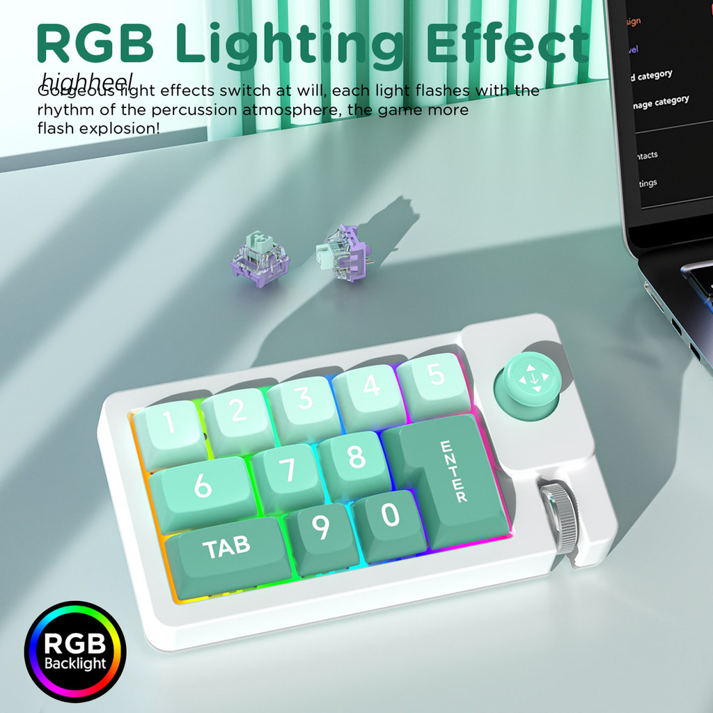 HHL One-Handed Mechanical Keyboard 12 Key RGB Gaming Keyboard ...