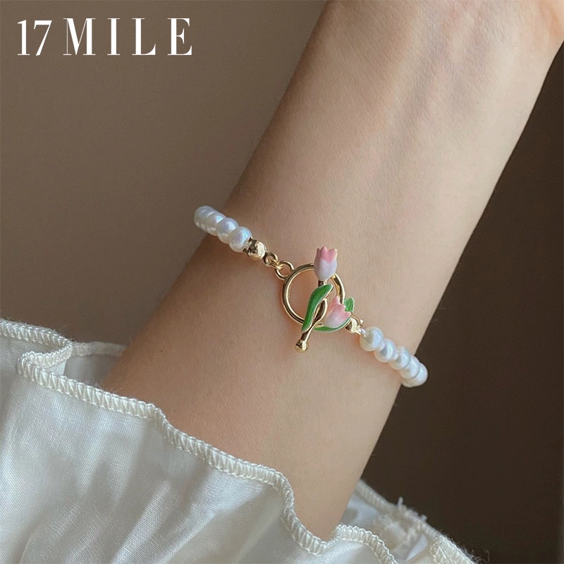 Elegant Pearl Tulips Bracelet for Woman Friendship Beads Bracelet