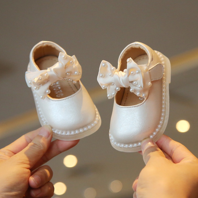 Female Baby Leather Shoes One Year Old Girl Princess Soft-Soled Baby ...