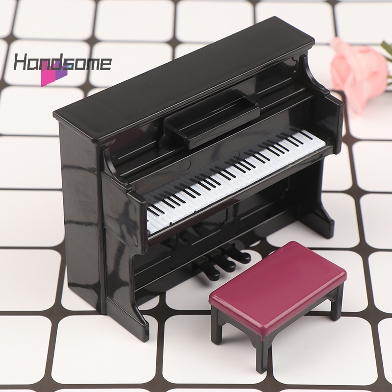 Piano pour maison de poupée avec tabouret, ensemble pour salon de maison de