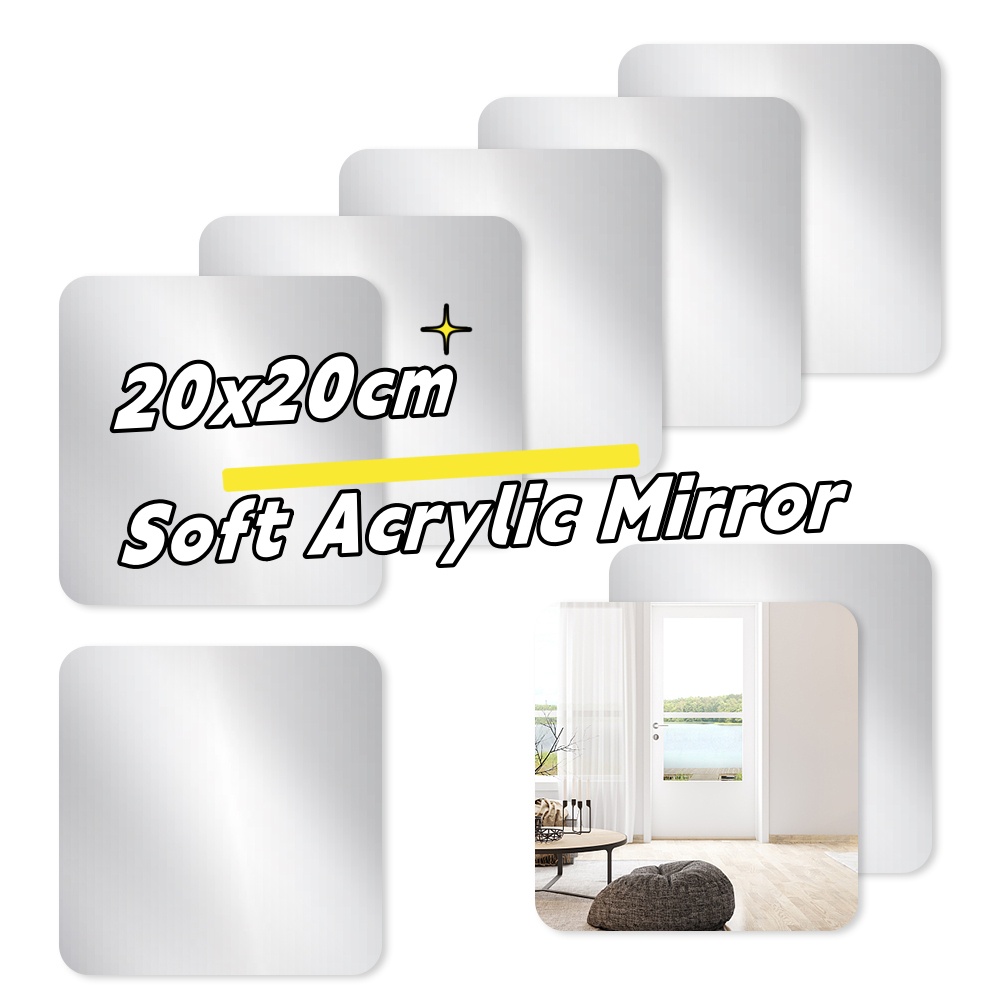 3D Mirror Wall Stickers Self-adhesive Mirror 2mm Flexible DIY Acrylic ...