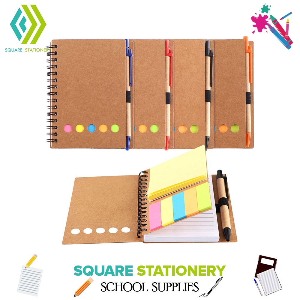 Square Stationery Sticky Notes, Memo Notebook with Ballpen (Random