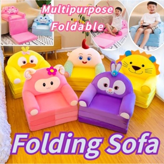 Booster Cushion for Car Pillows Back Plush Foldable Kids Sofa Backrest  Armchair 2 In 1 Foldable Children Sofa Cute Cartoon Lazy Sofa Children Flip