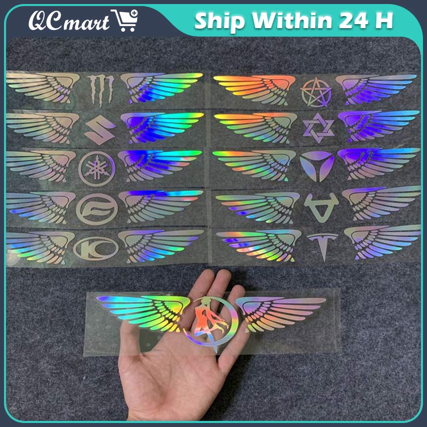 Car Refit Personalized Wings Sticker Car Logo Decorative Colorful Laser ...
