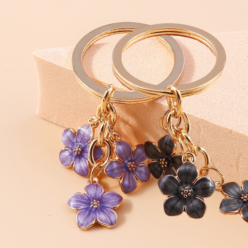 Sweet Girl Heart Cherry Blossom Key Chain Enamel Plum Flower Key Ring ...