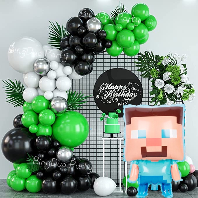 Minecraft Theme Party Needs Green Number 1-9 Year Old Balloons Set ...