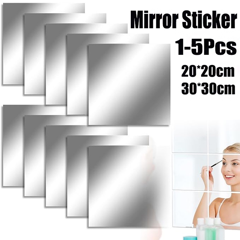 20*20cm/30*30cm Self-Adhesive Acrylic Mirror Sticker Decal/1-5Pcs 3D ...