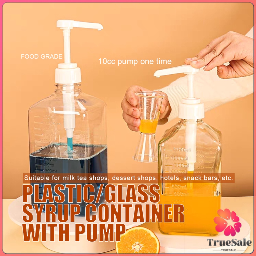 TRUESALE Plastic Glass Syrup Container with Pump (10cc) For Sugar Syrup ...